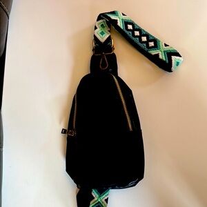 Black Leopard Crossbody Swing Bag Guitar Strap